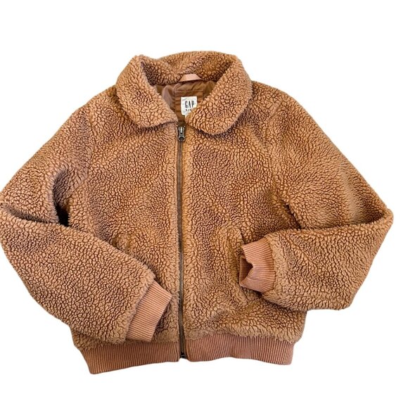 Gap Kids Tan Sherpa Zip Up Jacket L - Picture 1 of 5